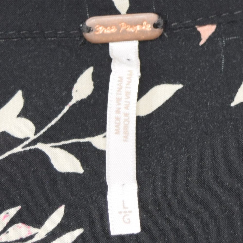 Free People Lighten Up Black Pink Orange Floral Combo Long Sleeve Shirt Dress L - Picture 12 of 16